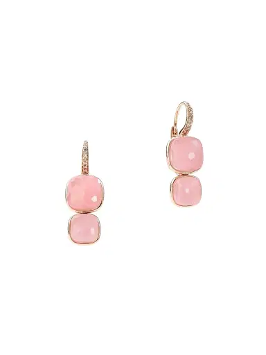 Pomellato Women's Nudo 18K Rose Gold, Brown Diamond & Rose Quartz Drop Earrings | Thumbnail 1