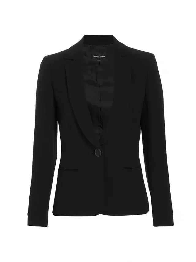 Giorgio Armani Women's Silk Button-Front Blazer - Black