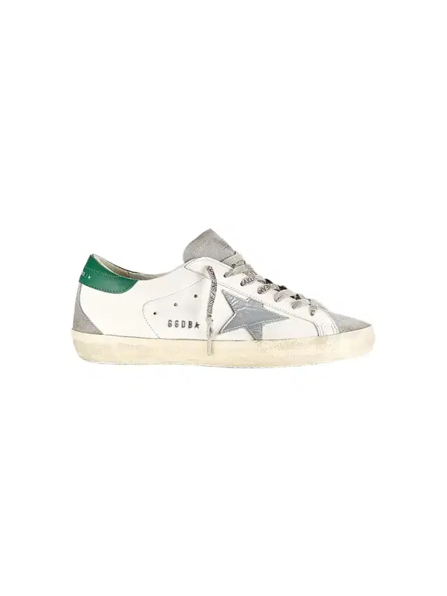 Golden Goose Men's Super-Star Leather Low-Top Sneakers - White Grey Silver Green