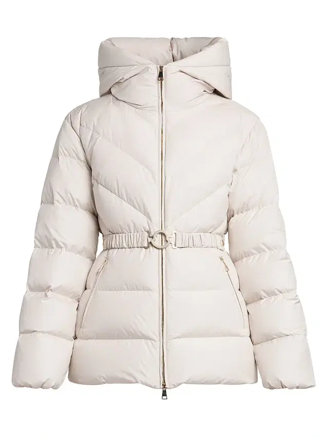 Moncler Women's Brosse Belted Puffer Jacket - White