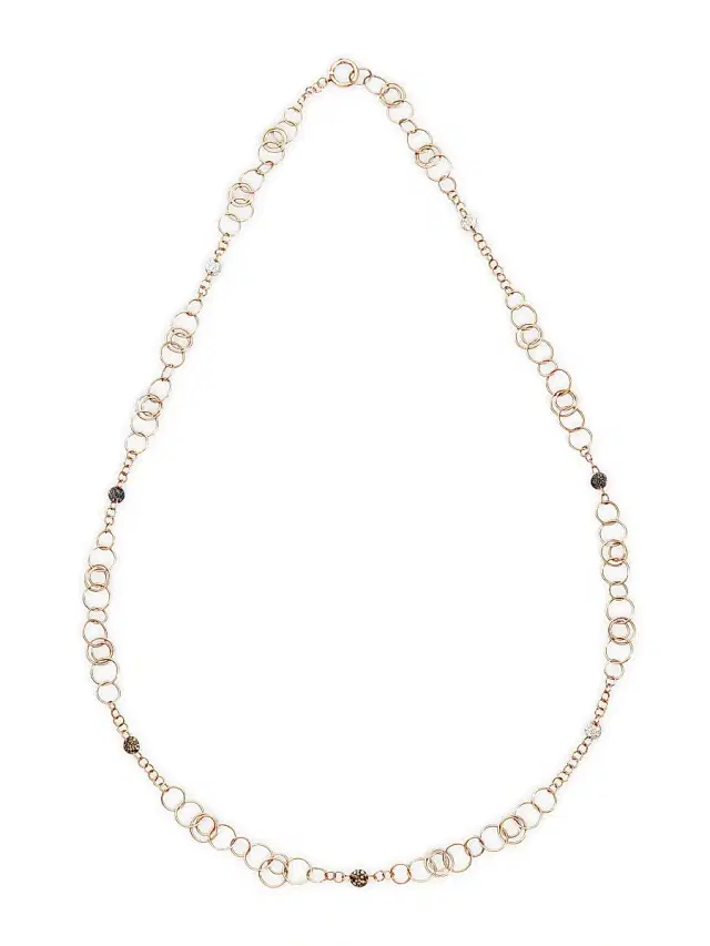 Women's Sabbia 18K Rose Gold, Black Diamond, Brown Diamond & White Diamond Link Necklace - Rose Gold
