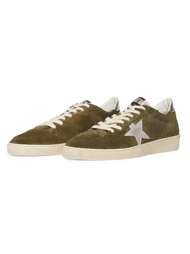 Golden Goose Men's Ball Star Suede & Leather Sneakers - Olive Night Silver | Thumbnail 2 Golden Goose Men's Ball Star Suede & Leather Sneakers - Olive Night Silver | Thumbnail 2