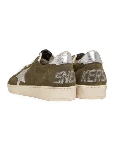 Golden Goose Men's Ball Star Suede & Leather Sneakers - Olive Night Silver | Thumbnail 3 Golden Goose Men's Ball Star Suede & Leather Sneakers - Olive Night Silver | Thumbnail 3