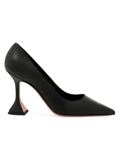 Amina Muaddi Women's Ami 95MM Leather Pumps - Black - Size 12 | Thumbnail 1