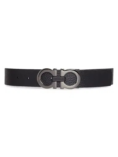 Ferragamo Men's Gancini Buckle Adjustable Cut-to-Size Reversible Belt - Nero Hickory - Size 44 | Thumbnail 4 Ferragamo Men's Gancini Buckle Adjustable Cut-to-Size Reversible Belt - Nero Hickory - Size 44 | Thumbnail 4