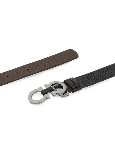 Ferragamo Men's Gancini Buckle Adjustable Cut-to-Size Reversible Belt - Nero Hickory - Size 44 | Thumbnail 6 Ferragamo Men's Gancini Buckle Adjustable Cut-to-Size Reversible Belt - Nero Hickory - Size 44 | Thumbnail 6