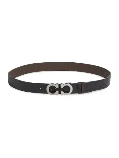 Ferragamo Men's Gancini Buckle Adjustable Cut-to-Size Reversible Belt - Nero Hickory - Size 44 | Thumbnail 1 Ferragamo Men's Gancini Buckle Adjustable Cut-to-Size Reversible Belt - Nero Hickory - Size 44 | Thumbnail 1