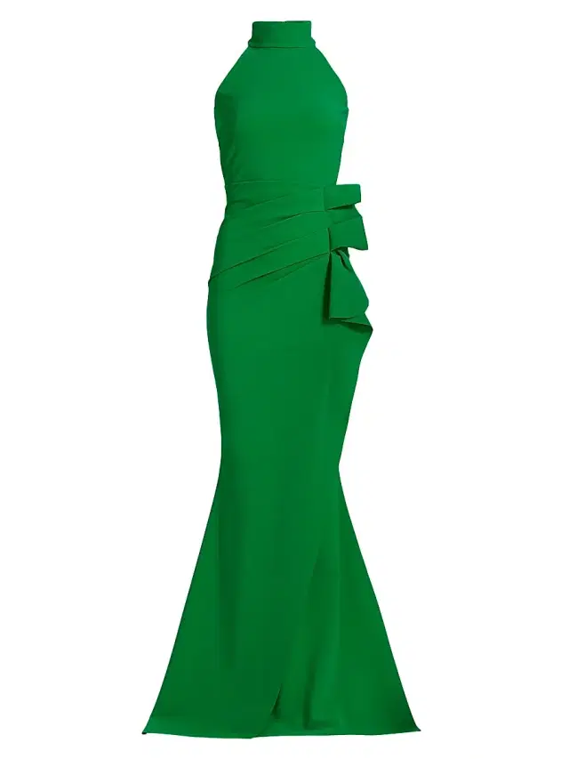 Chiara Boni La Petite Robe Women's Gudrum Halter Ruffle Gown - Kelly Green
