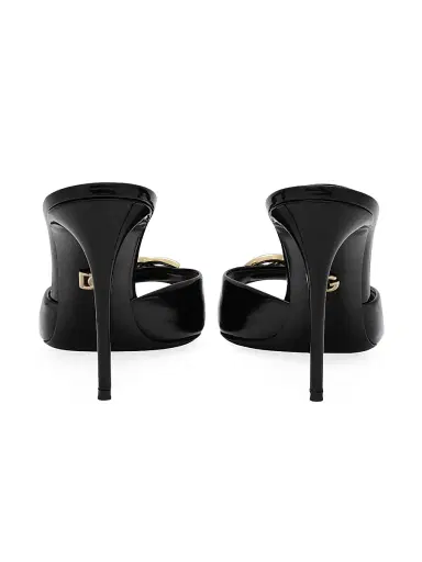 Dolce & Gabbana Women's 90MM Leather Logo Mules - Black - Size 8 | Thumbnail 3