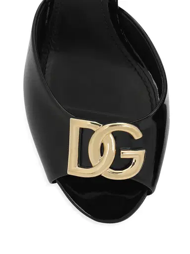 Dolce & Gabbana Women's 90MM Leather Logo Mules - Black - Size 8 | Thumbnail 4