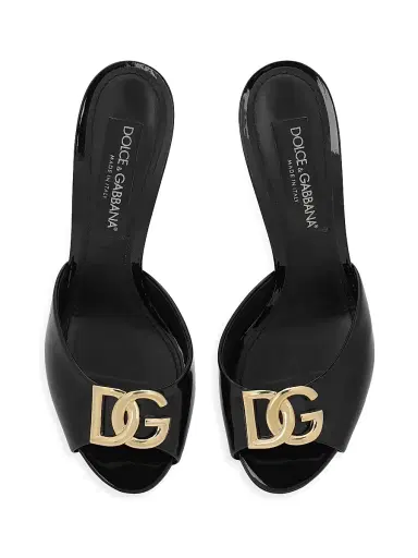 Dolce & Gabbana Women's 90MM Leather Logo Mules - Black - Size 8 | Thumbnail 5