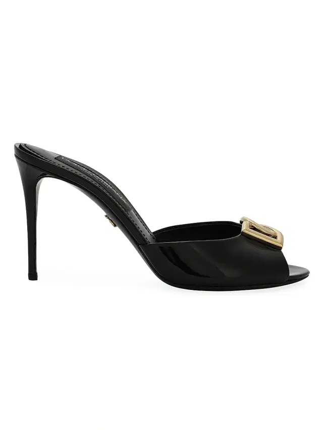 Dolce & Gabbana Women's 90MM Leather Logo Mules - Black