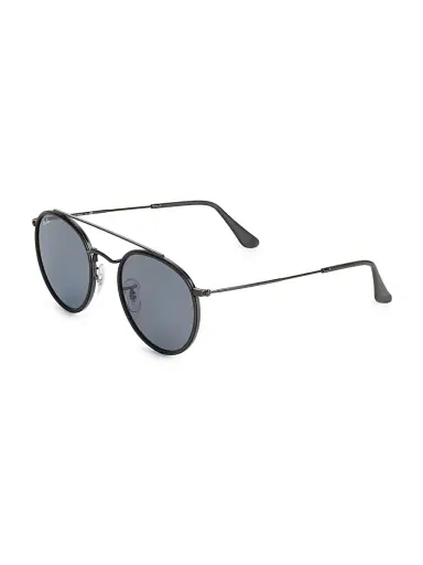 Ray-Ban Men's RB3647 51MM Round Aviator Sunglasses - Black | Thumbnail 2