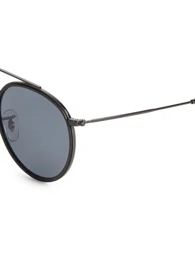 Ray-Ban Men's RB3647 51MM Round Aviator Sunglasses - Black | Thumbnail 3