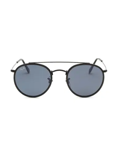 Ray-Ban Men's RB3647 51MM Round Aviator Sunglasses - Black | Thumbnail 1
