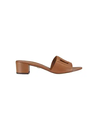 Dolce & Gabbana Women's Interlocking DG 40 Leather Mules - Brown - Size 10 | Thumbnail 1 Dolce & Gabbana Women's Interlocking DG 40 Leather Mules - Brown - Size 10 | Thumbnail 1