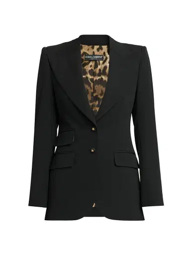 Dolce & Gabbana Women's Single-Breasted Wool-Blend Jacket - Nero - Size 18 | Thumbnail 1 Dolce & Gabbana Women's Single-Breasted Wool-Blend Jacket - Nero - Size 18 | Thumbnail 1