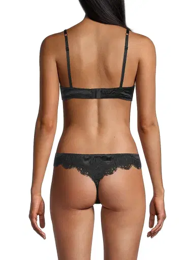 Dolce & Gabbana Women's Silk & Lace Soft Cup Bra - Nero | Thumbnail 4