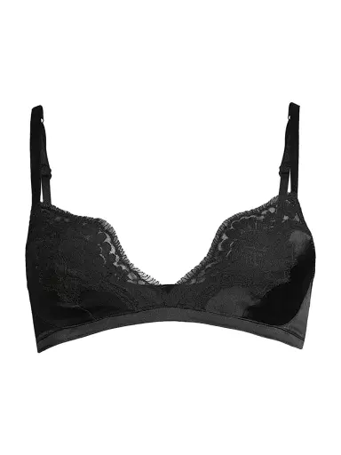 Dolce & Gabbana Women's Silk & Lace Soft Cup Bra - Nero | Thumbnail 1