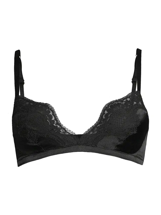 Women's Silk & Lace Soft Cup Bra - Nero