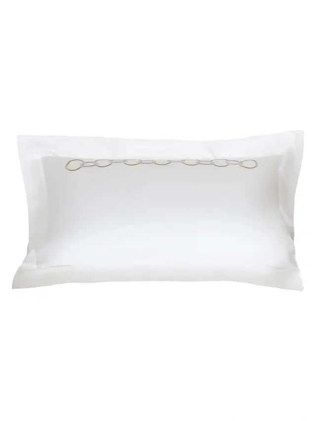 Frette Links Embroidery 300 Thread Count Sham - Savage Beige European