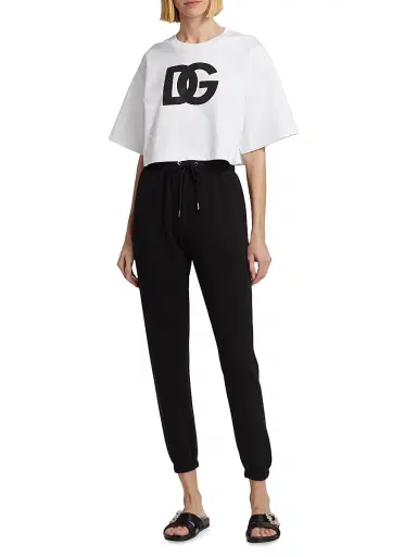 Dolce & Gabbana Women's Crop Logo T-Shirt - White | Thumbnail 2