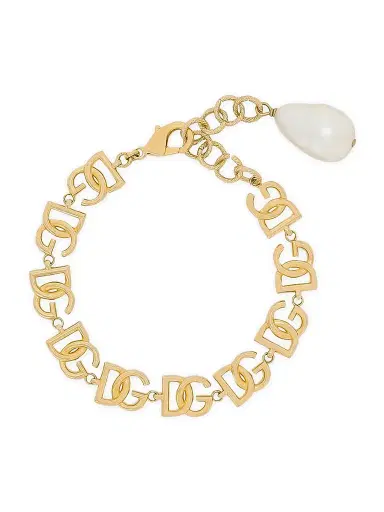 Dolce & Gabbana Women's DG Logo Goldtone & Baroque Imitation Pearl Bracelet - Yellow Gold | Thumbnail 1