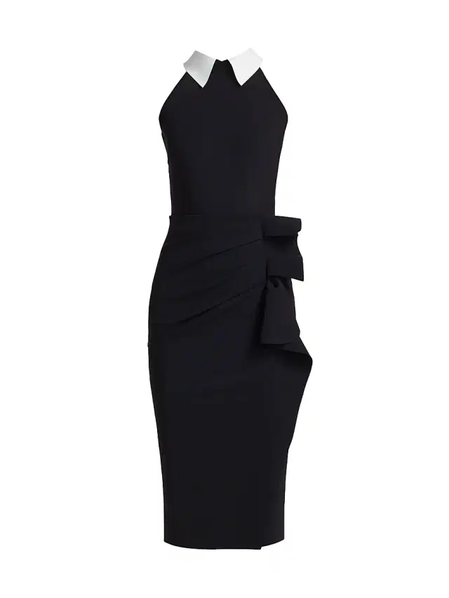 Chiara Boni La Petite Robe Women's Ferflum Collared Skirt Ruffle Cocktail Dress - Black White