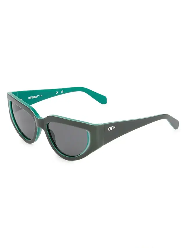 Off-White Women's Seward 55MM Geometric Sunglasses - Olive Green Dark Grey