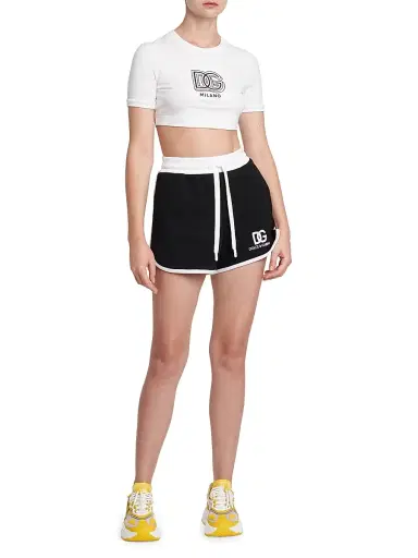 Dolce & Gabbana Women's Logo Cotton-Blend Crop T-Shirt - Optical White | Thumbnail 2 Dolce & Gabbana Women's Logo Cotton-Blend Crop T-Shirt - Optical White | Thumbnail 2