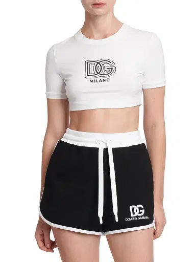Dolce & Gabbana Women's Logo Cotton-Blend Crop T-Shirt - Optical White | Thumbnail 3 Dolce & Gabbana Women's Logo Cotton-Blend Crop T-Shirt - Optical White | Thumbnail 3