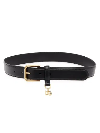 Dolce & Gabbana Women's Leather & Logo-Charm Belt - Nero - Size Medium | Thumbnail 1 Dolce & Gabbana Women's Leather & Logo-Charm Belt - Nero - Size Medium | Thumbnail 1
