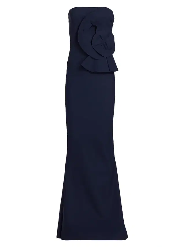 Chiara Boni La Petite Robe Women's Hebe Strapless Ruffle Gown - Blue Notte