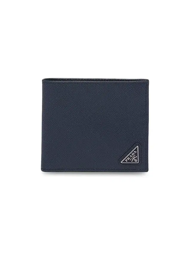 Men's Saffiano Leather Wallet - Navy Blue