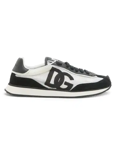 Dolce & Gabbana Women's Logo Colorblocked Low-Top Sneakers - White Black - Size 12 | Thumbnail 1 Dolce & Gabbana Women's Logo Colorblocked Low-Top Sneakers - White Black - Size 12 | Thumbnail 1