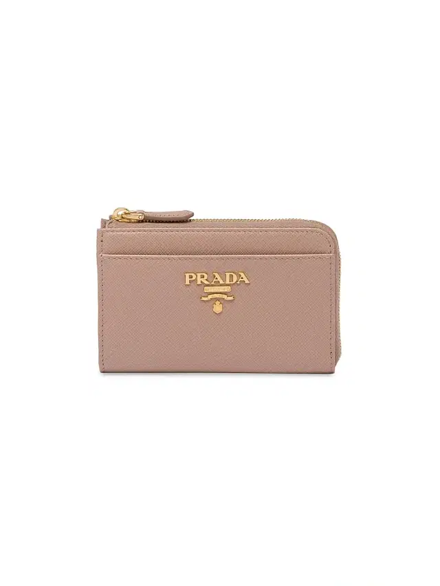 Prada Women's Saffiano Leather Card Case Keychain - Pink