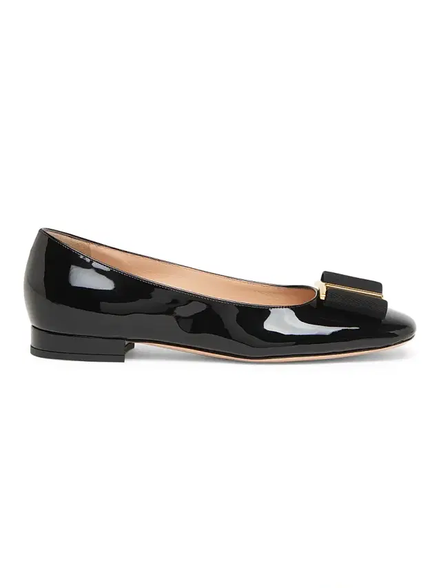 Women's Logo & Ribbon-Accented Patent Leather & Ballerina Flats - Black
