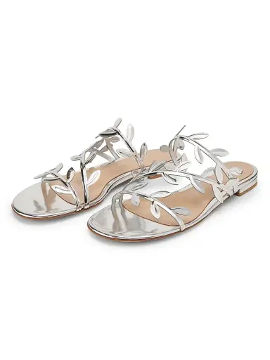 Gianvito Rossi Women's Flavia Metallic Leather Flat Sandals - Silver - Size 11.5 | Thumbnail 2 Gianvito Rossi Women's Flavia Metallic Leather Flat Sandals - Silver - Size 11.5 | Thumbnail 2
