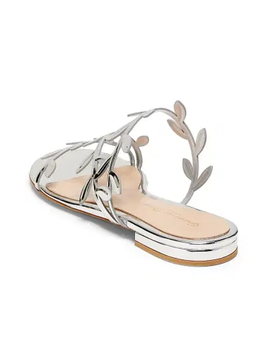 Gianvito Rossi Women's Flavia Metallic Leather Flat Sandals - Silver - Size 11.5 | Thumbnail 3 Gianvito Rossi Women's Flavia Metallic Leather Flat Sandals - Silver - Size 11.5 | Thumbnail 3