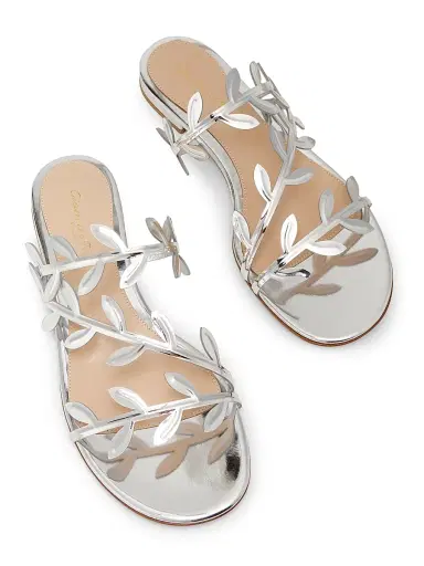Gianvito Rossi Women's Flavia Metallic Leather Flat Sandals - Silver - Size 11.5 | Thumbnail 4 Gianvito Rossi Women's Flavia Metallic Leather Flat Sandals - Silver - Size 11.5 | Thumbnail 4