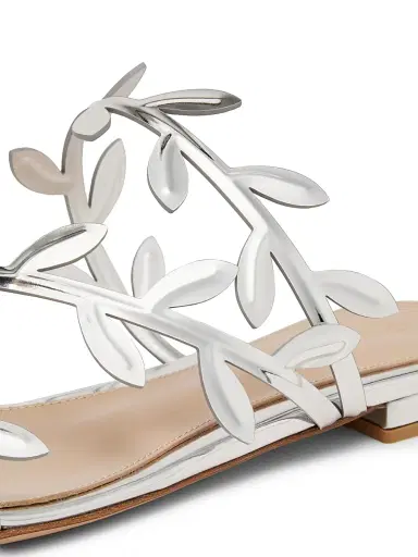 Gianvito Rossi Women's Flavia Metallic Leather Flat Sandals - Silver - Size 11.5 | Thumbnail 5 Gianvito Rossi Women's Flavia Metallic Leather Flat Sandals - Silver - Size 11.5 | Thumbnail 5