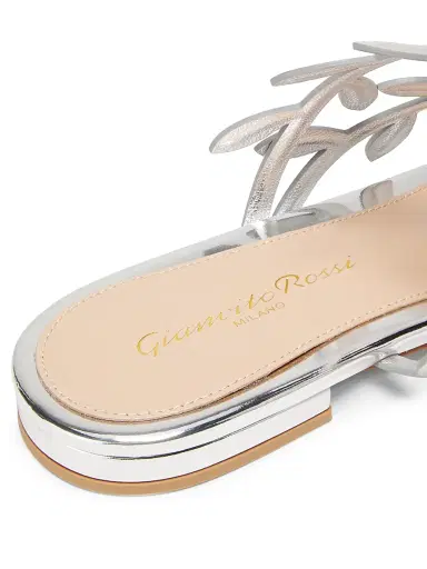 Gianvito Rossi Women's Flavia Metallic Leather Flat Sandals - Silver - Size 11.5 | Thumbnail 6 Gianvito Rossi Women's Flavia Metallic Leather Flat Sandals - Silver - Size 11.5 | Thumbnail 6