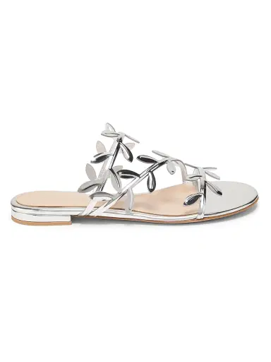 Gianvito Rossi Women's Flavia Metallic Leather Flat Sandals - Silver - Size 11.5 | Thumbnail 1 Gianvito Rossi Women's Flavia Metallic Leather Flat Sandals - Silver - Size 11.5 | Thumbnail 1