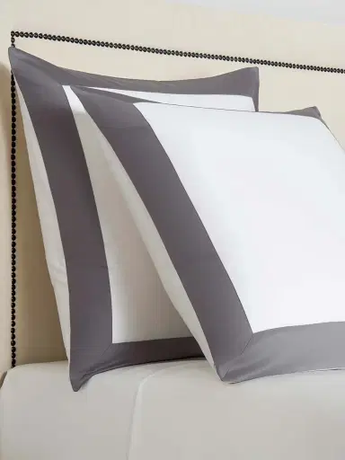 Frette Bold Border Stripe Sham - Milk Slate King | Thumbnail 3 Frette Bold Border Stripe Sham - Milk Slate King | Thumbnail 3