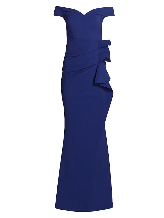 Chiara Boni La Petite Robe Women's Off-The-Shoulder Sweetheart Ruffled Gown - Iris
