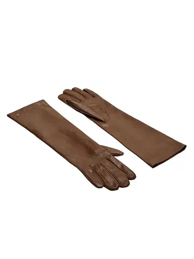 Max Mara Women's Long Leather Gloves - Tobacco | Thumbnail 2 Max Mara Women's Long Leather Gloves - Tobacco | Thumbnail 2
