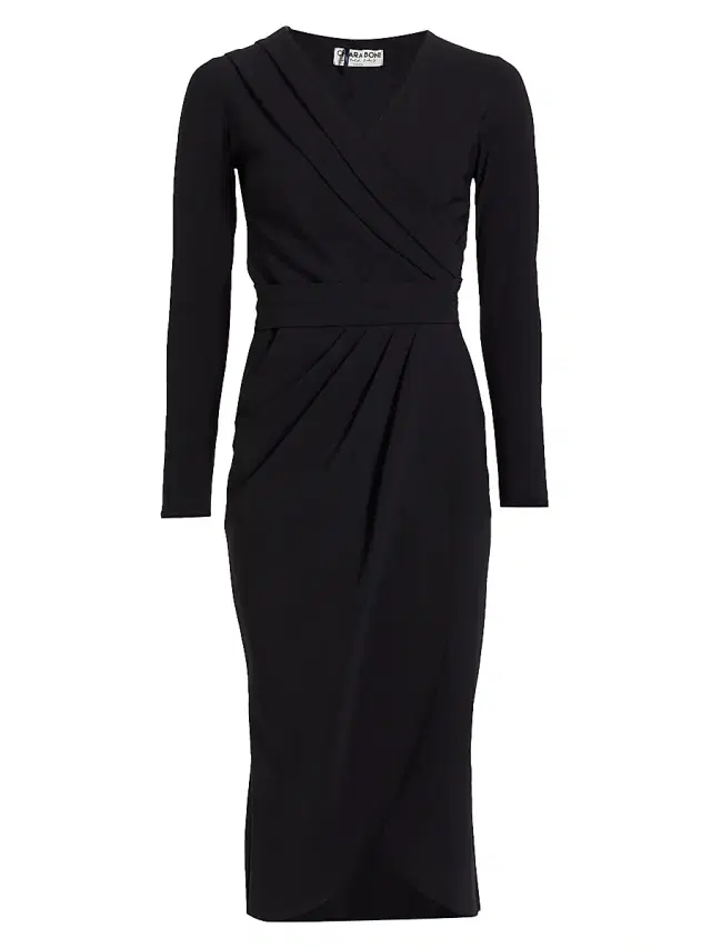 Chiara Boni La Petite Robe Women's Jodene Pleated Wrap Midi Dress - Black
