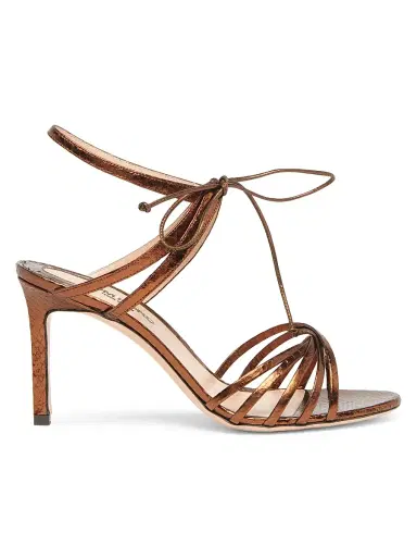 TOM FORD Women's 85MM Laminated Ayers Snakeskin & Leather Ankle-Wrap Sandals - Dark Bronze | Thumbnail 1 TOM FORD Women's 85MM Laminated Ayers Snakeskin & Leather Ankle-Wrap Sandals - Dark Bronze | Thumbnail 1