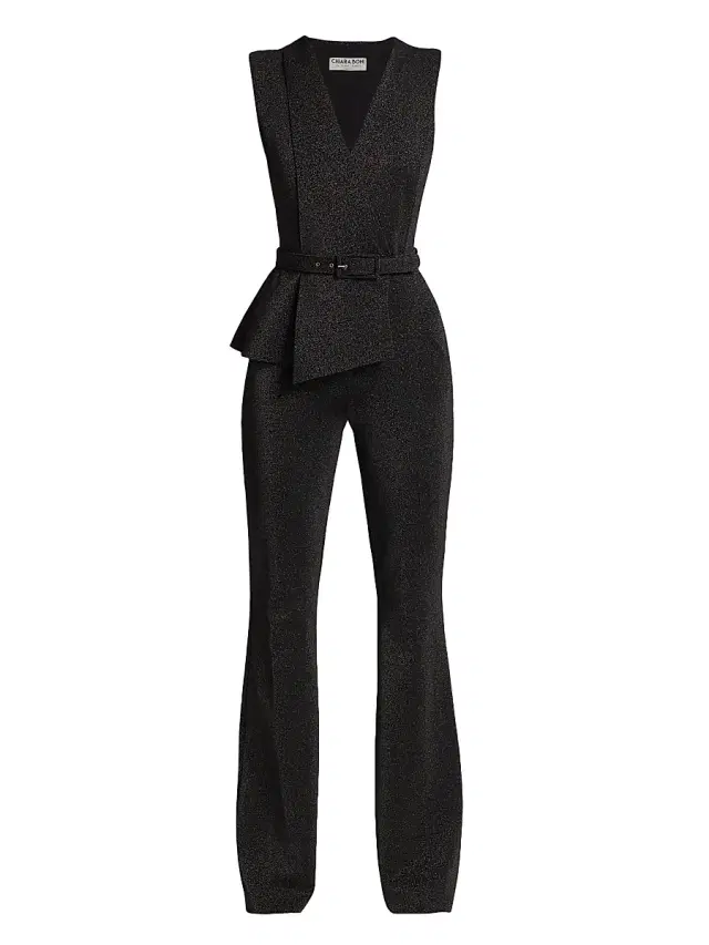 Chiara Boni La Petite Robe Women's Kerolyn Belted Lurex Jumpsuit - Hematite