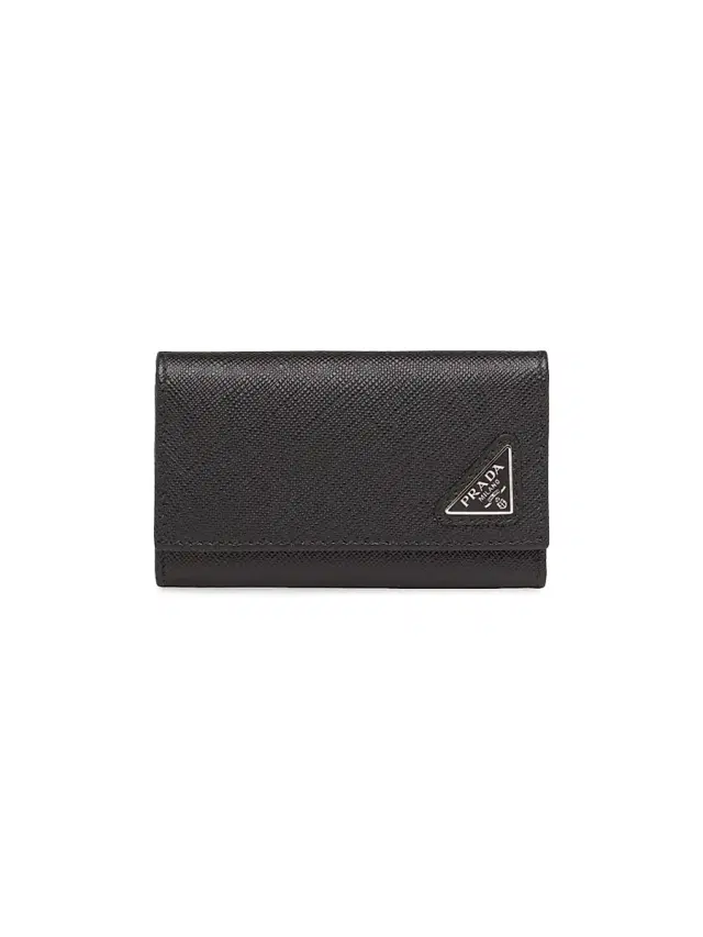 Prada Men's Saffiano Leather Key Case - Black